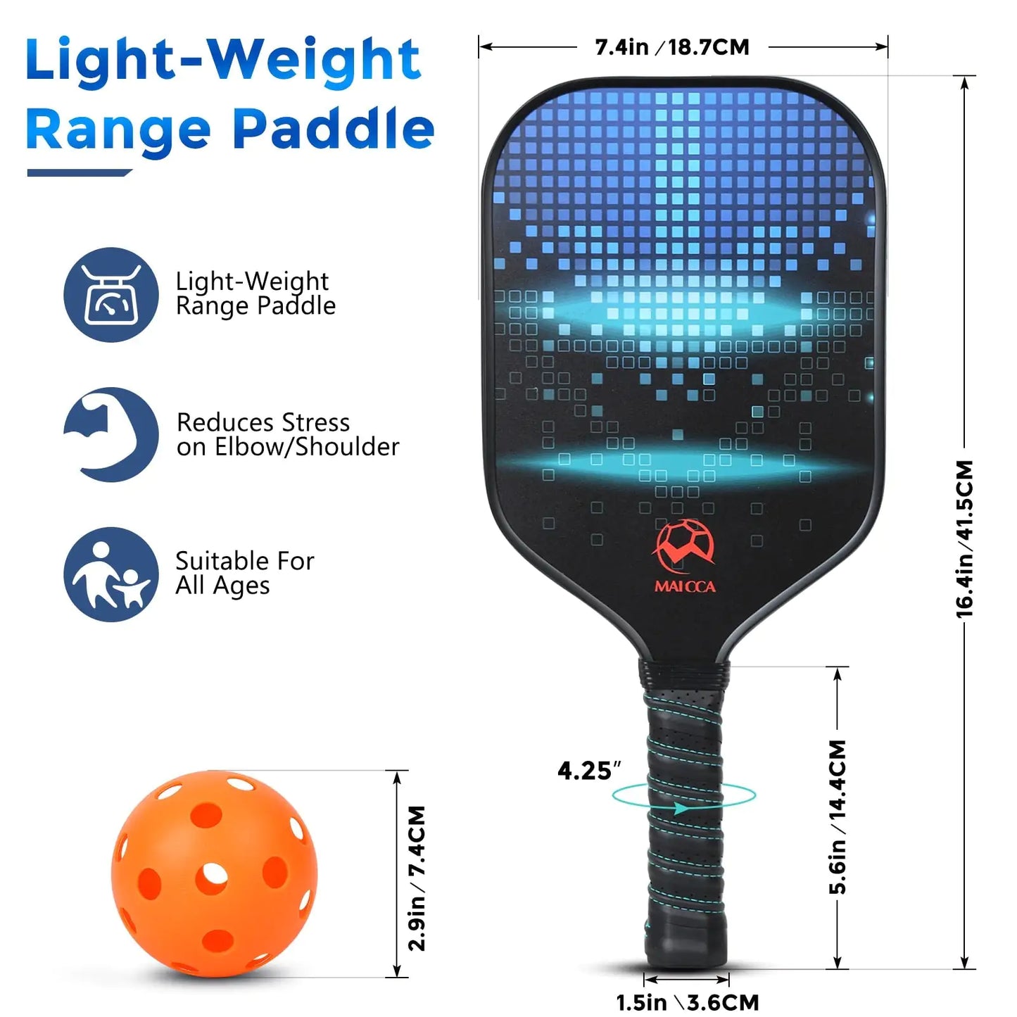 Pickleball Paddle Set with 4 balls